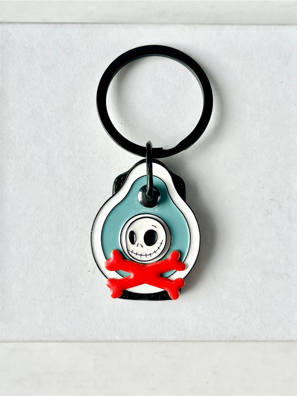 “Jack Skellington” Leather & Enamel Keychain